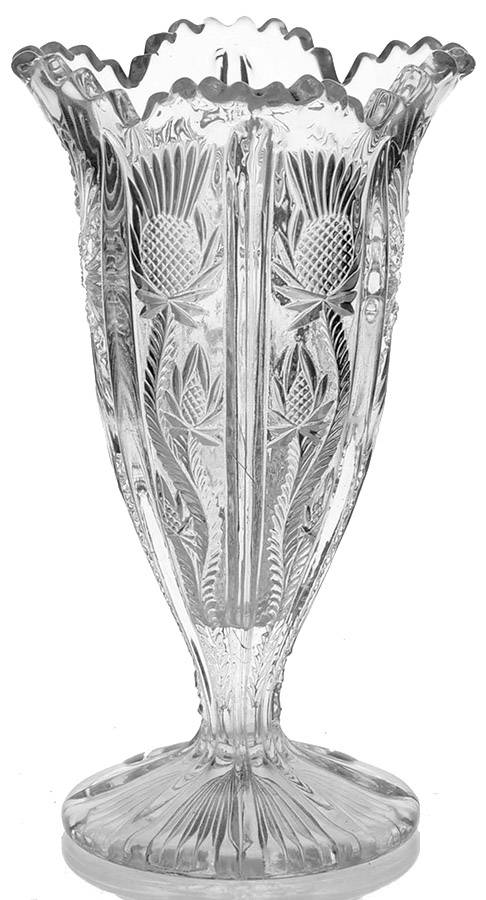 Paneled Thistle 6" Fan Vase by L G Wright Glass-1