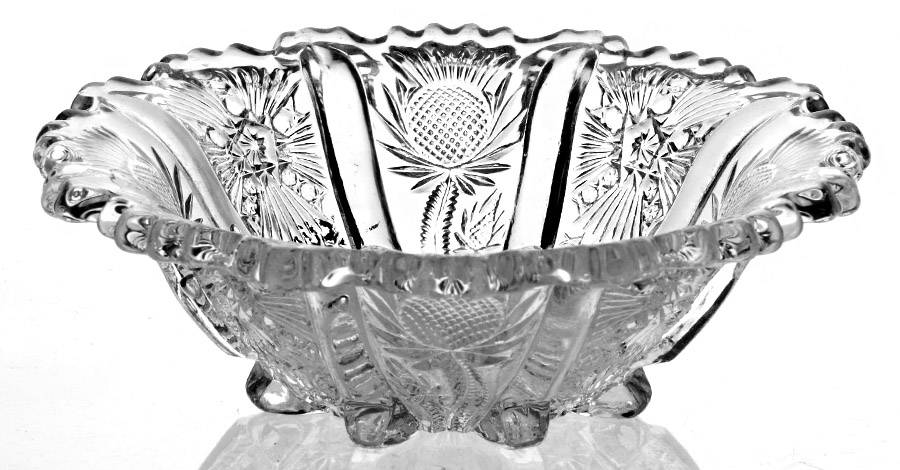 Paneled Thistle 5" Round Bowl by L G Wright Glass-1