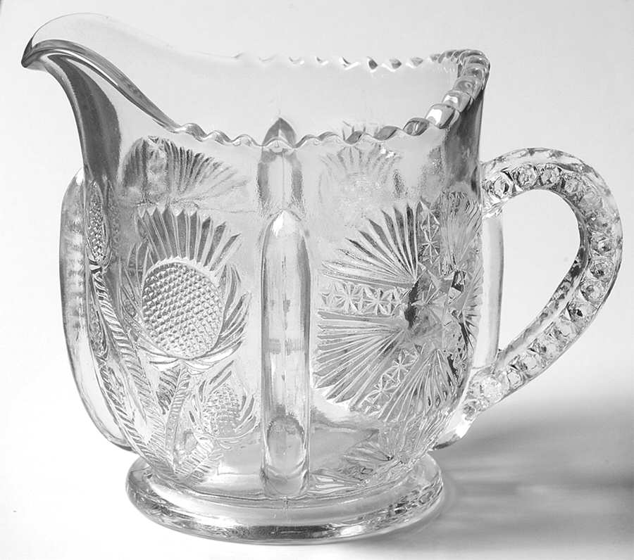 Paneled Thistle Creamer by L G Wright Glass-1