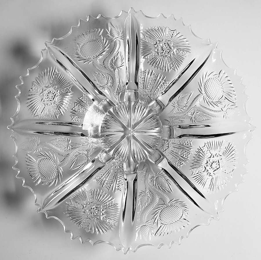 Paneled Thistle 10" Sandwich Plate by L G Wright Glass-1