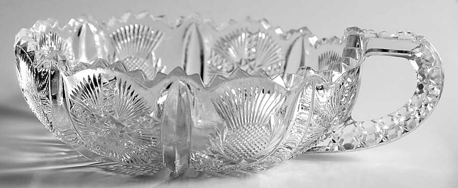 Paneled Thistle Handled Nappy by L G Wright Glass-1