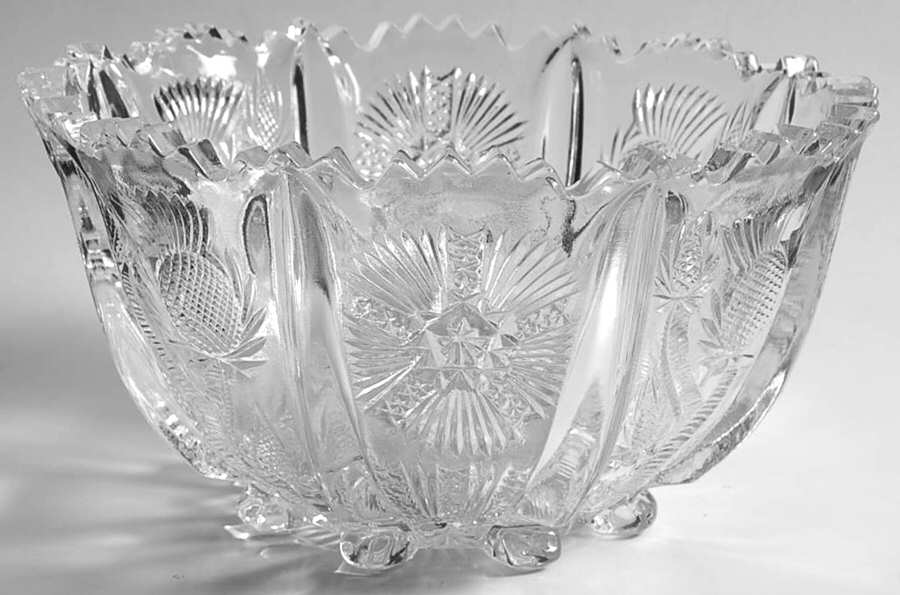 Paneled Thistle 7" Round Bowl by L G Wright Glass-1