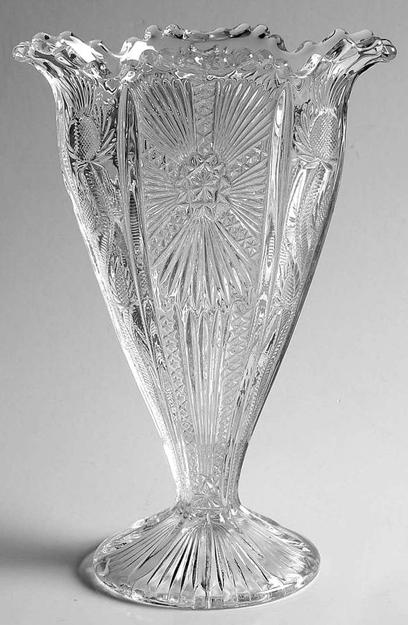 Paneled Thistle 9" Fan Vase by L G Wright Glass-1