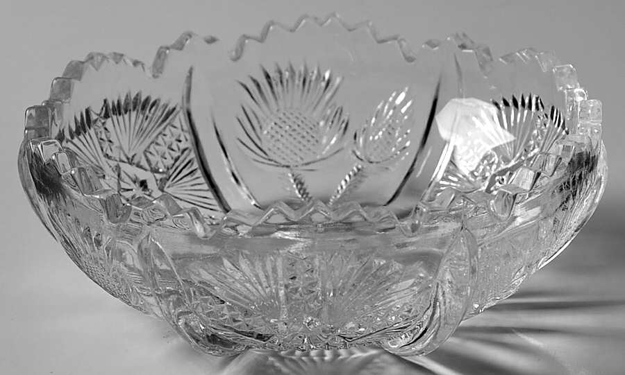 Paneled Thistle Small Fruit Dessert Bowl by L G Wright Glass-1