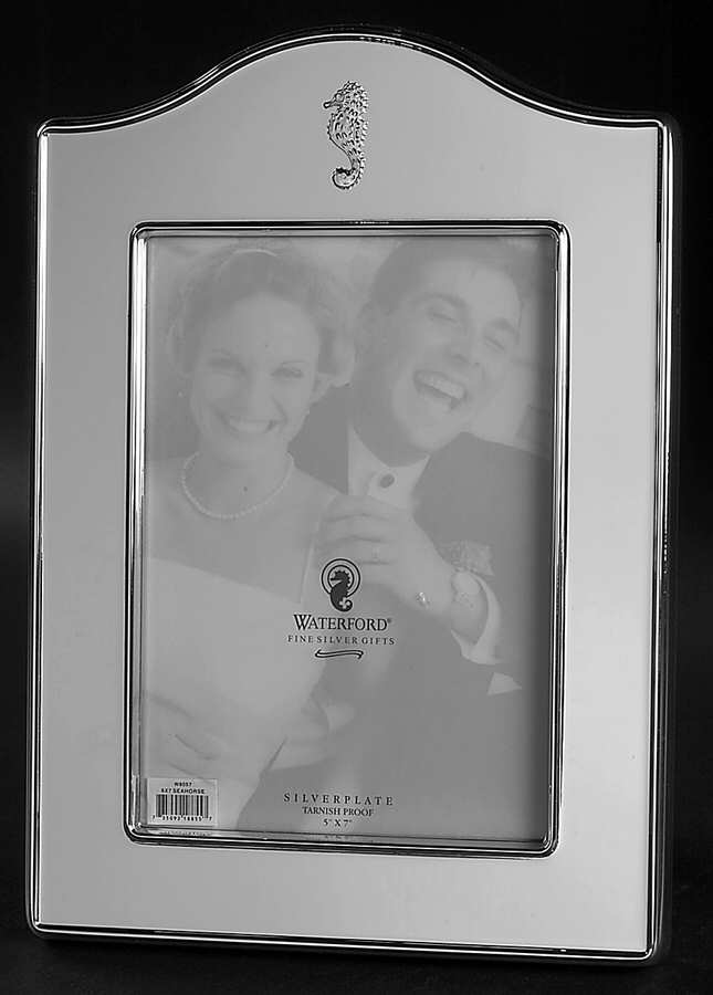 Seahorse Silverplate Frame-Holds 5" X 7" Photo by Waterford Crystal-1