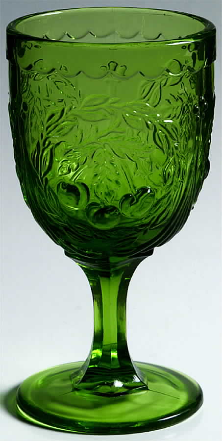 Cherry Green Water Goblet by L G Wright Glass-1