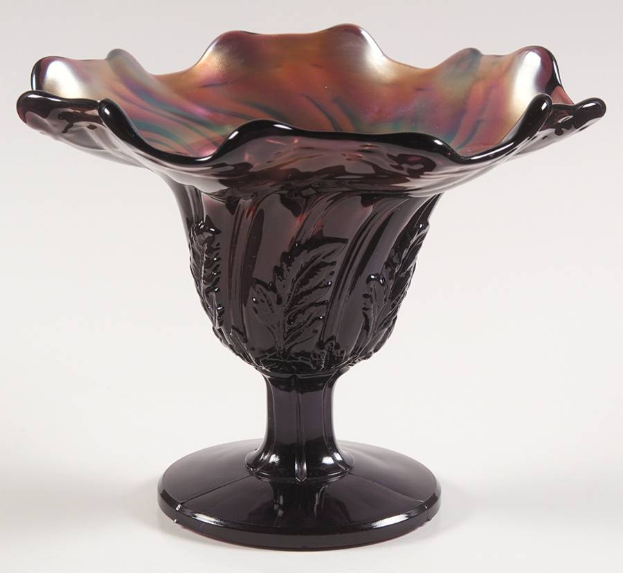 Leaf Swirl Amethyst Round Compote (Height X Width) by Westmoreland-1