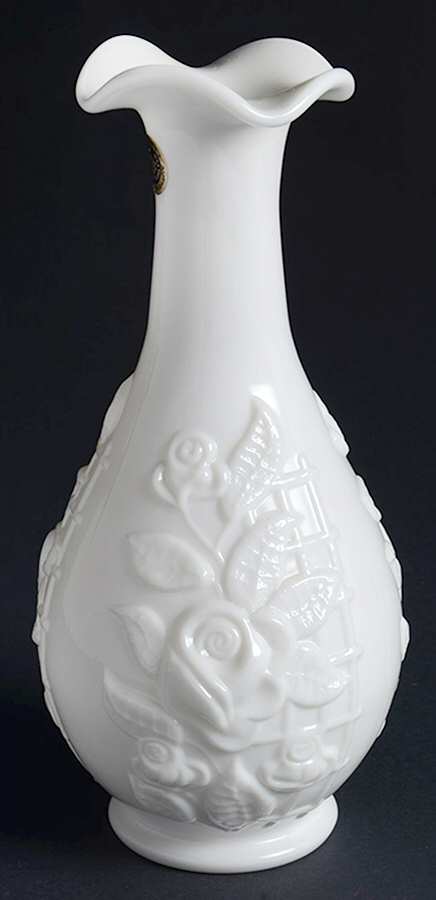 Rose and Lattice Milk Glass 8" Bud Vase by Westmoreland-1
