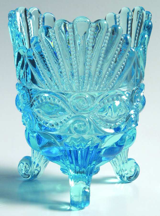 Eyewinker Blue 6" 3-Toed Vase by L G Wright Glass-1