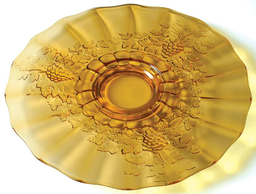 Panel Grape Amber 15" Torte Plate by L G Wright Glass-1