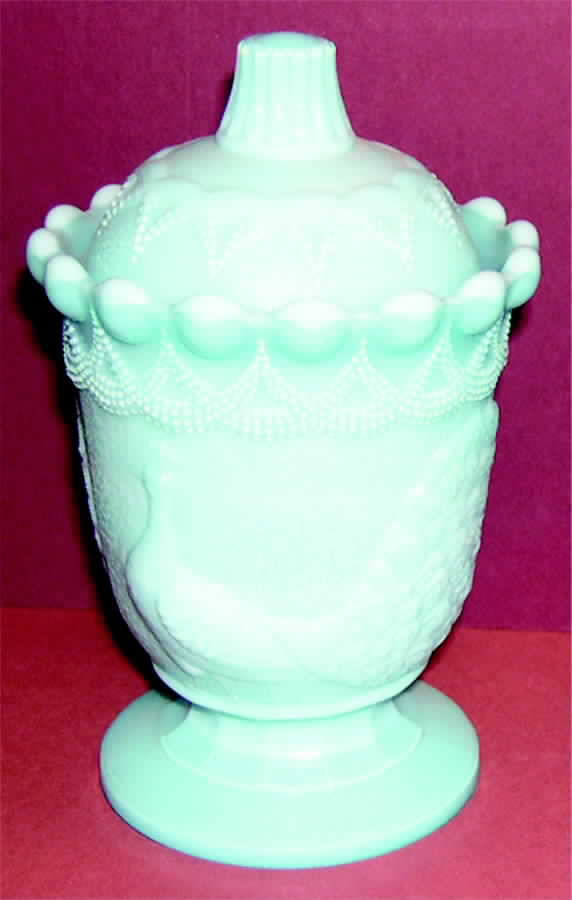 Peacock Turquoise Sugar Bowl & Lid by Westmoreland-1