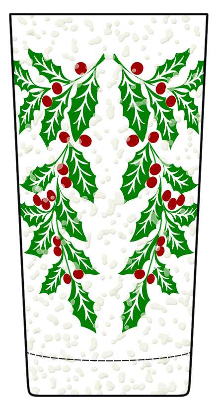 Snowy Holly Green Leaves 12 Oz Flat Tumbler by West Virginia Glass Specialty-1