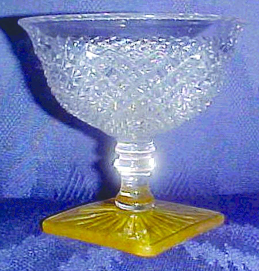 English Hobnail Yellow Base (Square Base) Low Sherbet by Westmoreland-1