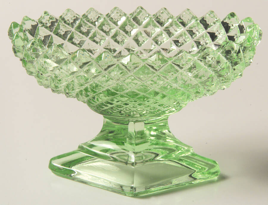 English Hobnail Green (Round Foot) Individual Nut Dish/Salt Dip by Westmoreland-1