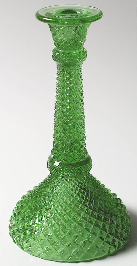 English Hobnail Green (Round Foot) 8" Single Light Candlestick by Westmoreland-1
