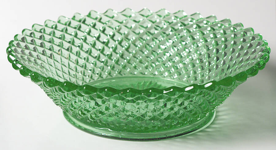 English Hobnail Green (Round Foot) 9" Flared Bowl by Westmoreland-1