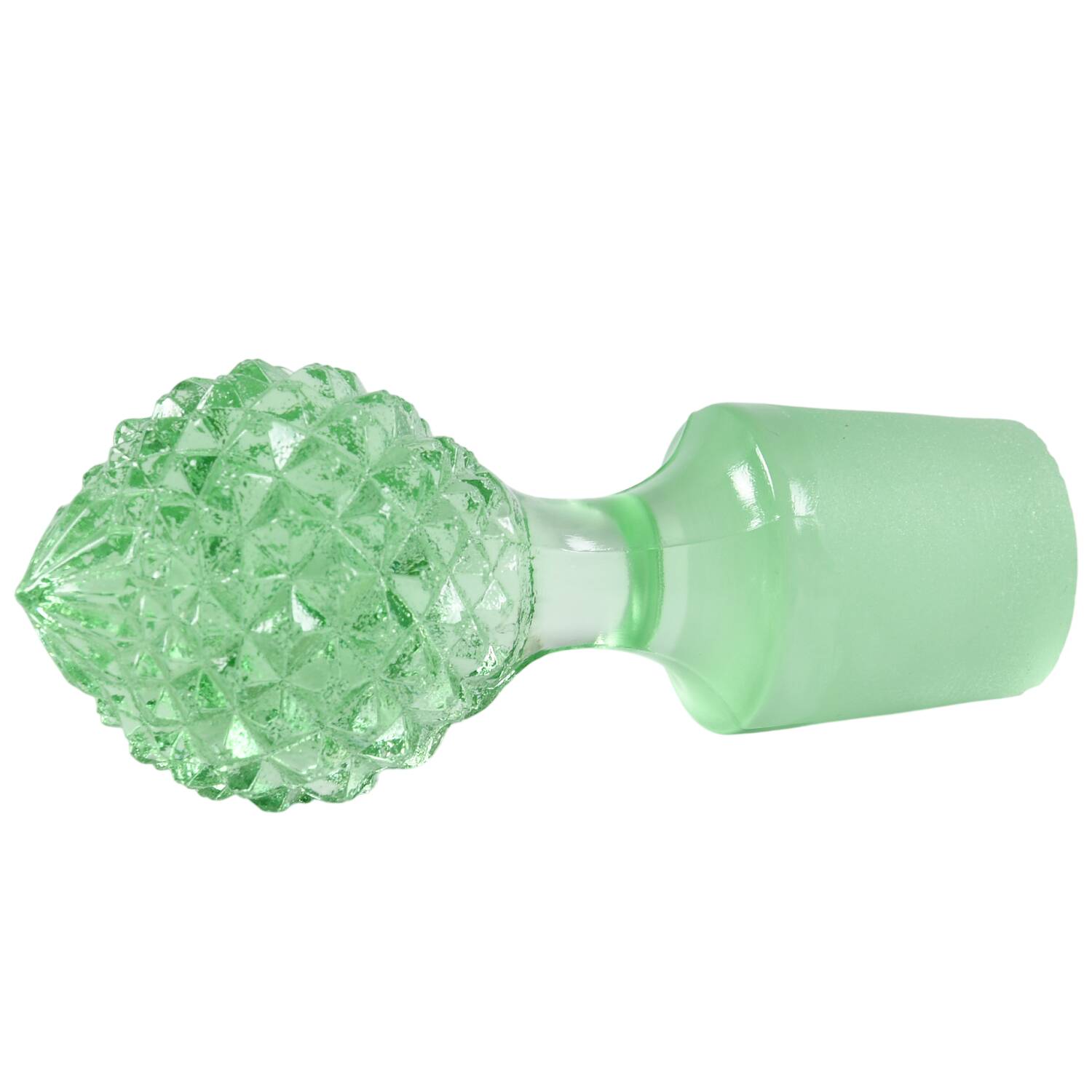 English Hobnail Green (Round Foot) Stopper for Round Perfume Bottle by Westmoreland-1
