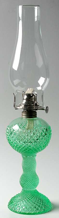 English Hobnail Green (Round Foot) Oil Lamp by Westmoreland-1
