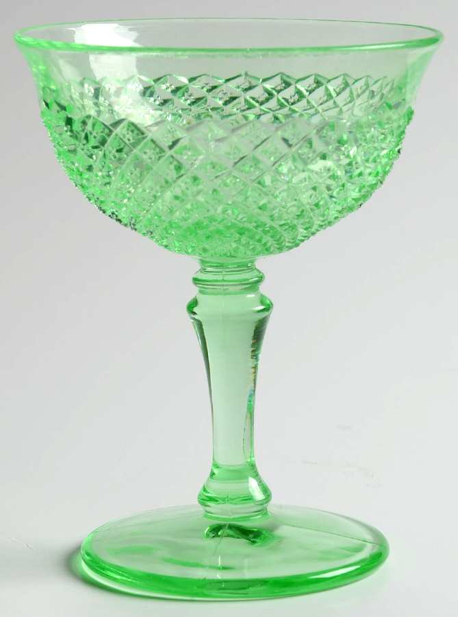 English Hobnail Green (Round Foot) Champagne/Tall Sherbet by Westmoreland-1