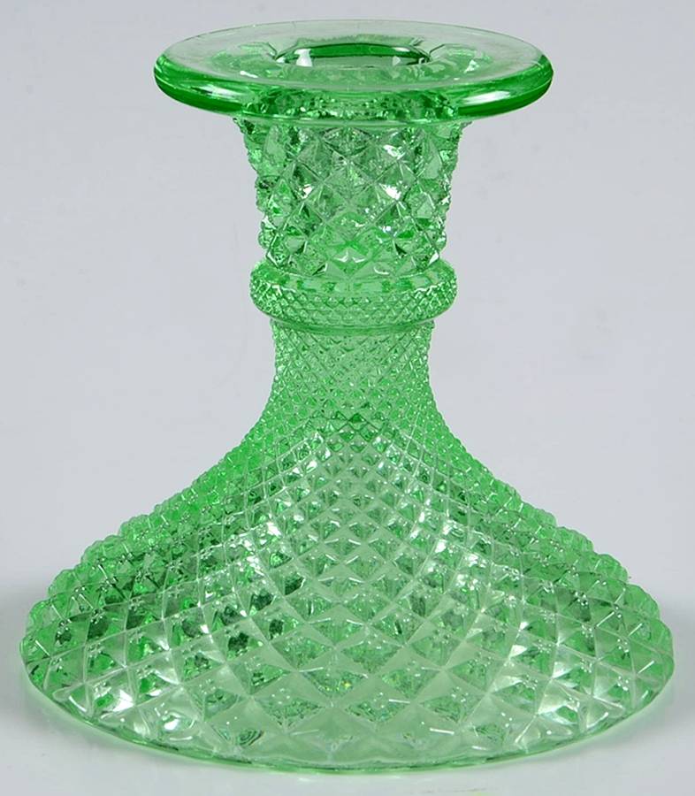 English Hobnail Green (Round Foot) Single Light Candlestick by Westmoreland-1