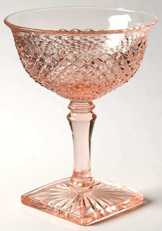 English Hobnail Pink (Square Foot) Champagne/Tall Sherbet by Westmoreland-1