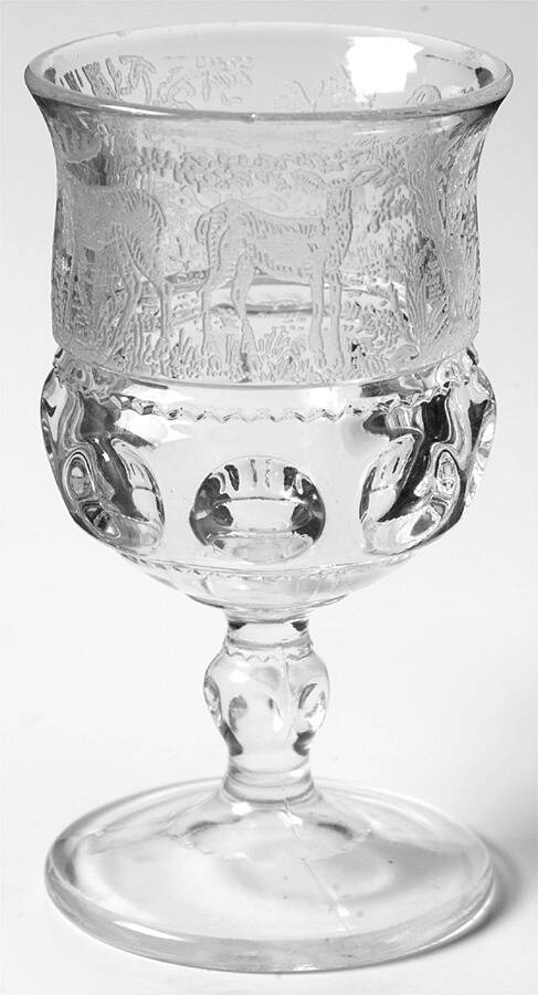 King's Crown Forest (Etch) Water Goblet by L G Wright Glass-1