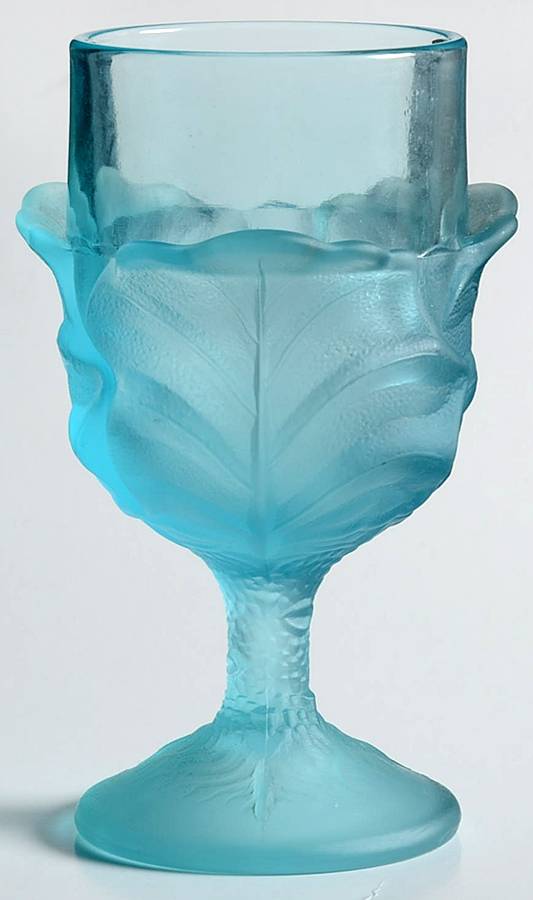 Cabbage Leaf Blue Wine Glass by L G Wright Glass-1