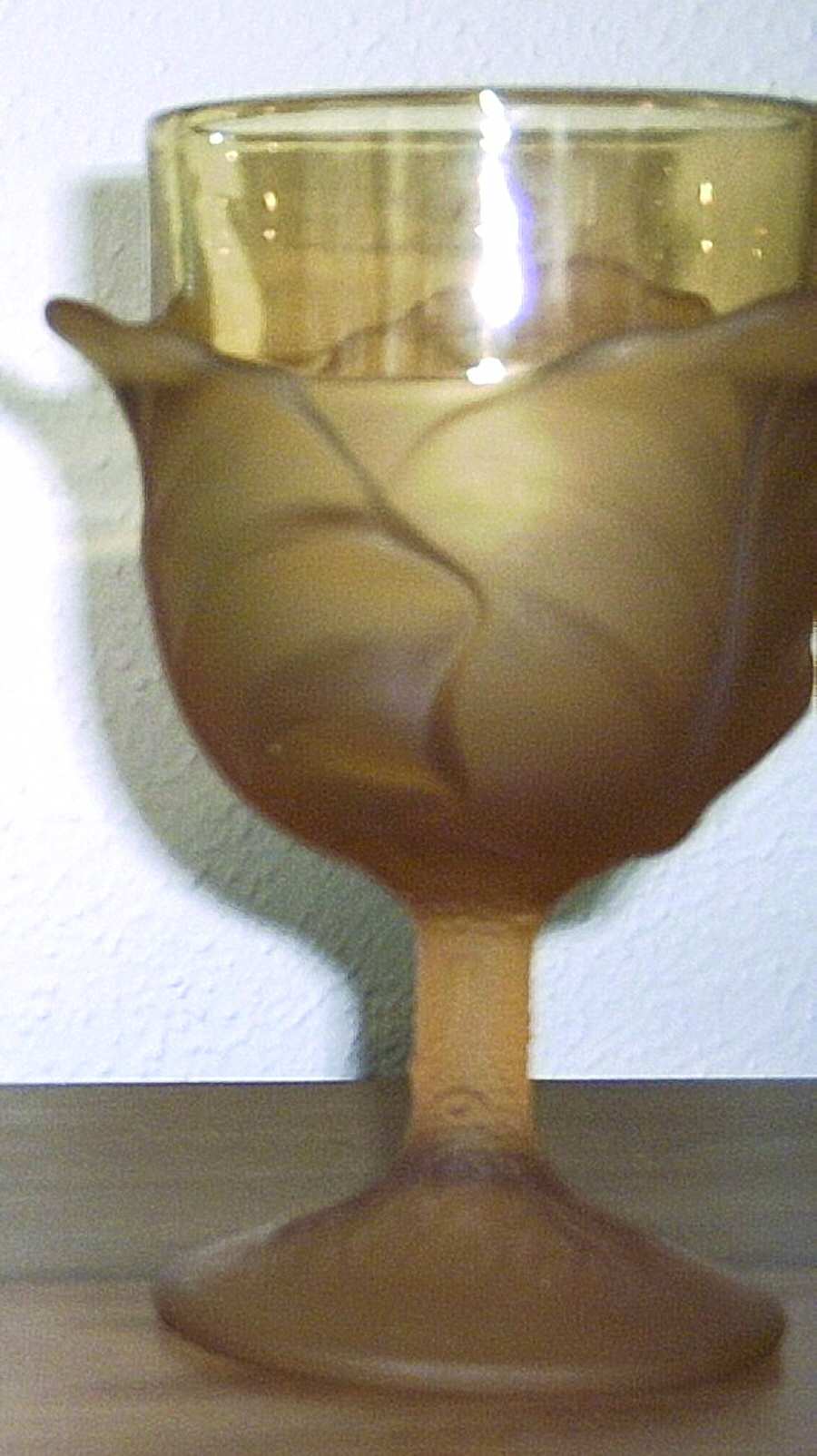Cabbage Leaf Amber Water Goblet by L G Wright Glass-1