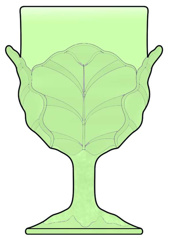 Cabbage Leaf Green Water Goblet by L G Wright Glass-1
