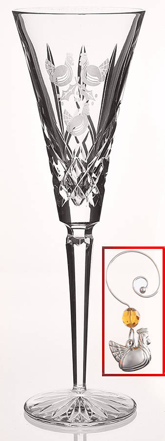 Twelve Days of Christmas (No Box) Fluted Champagne & Charm by Waterford Crystal-1