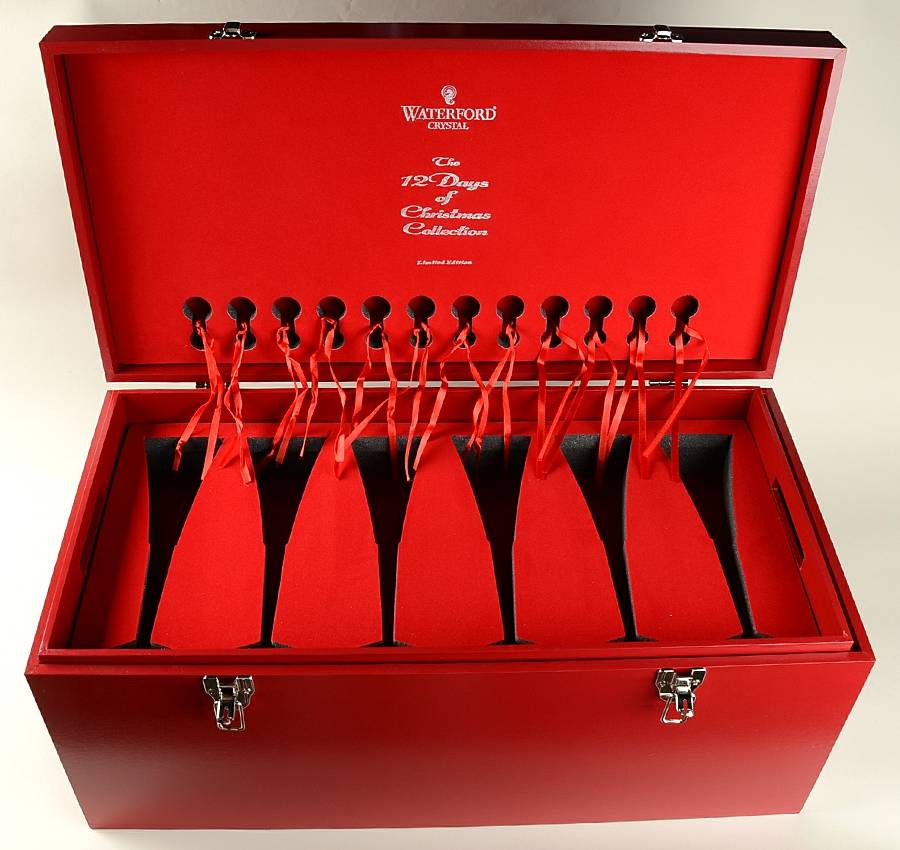 Twelve Days of Christmas Wood Case (For 8 Piece Flute Set) by Waterford Crystal-1