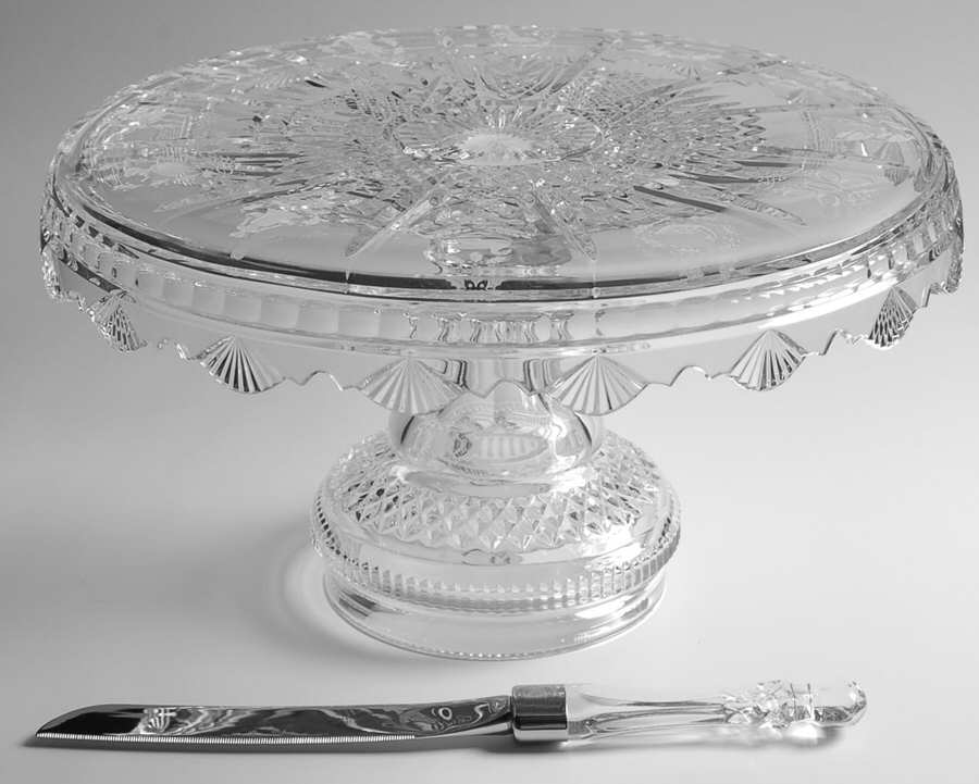 Twelve Days of Christmas 15" D Cake Stand & Lismore Cake Knife by Waterford Crystal-1