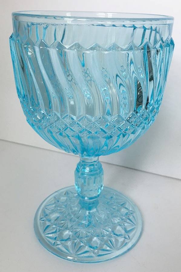 Jersey Swirl Blue Water Goblet by L G Wright Glass-1