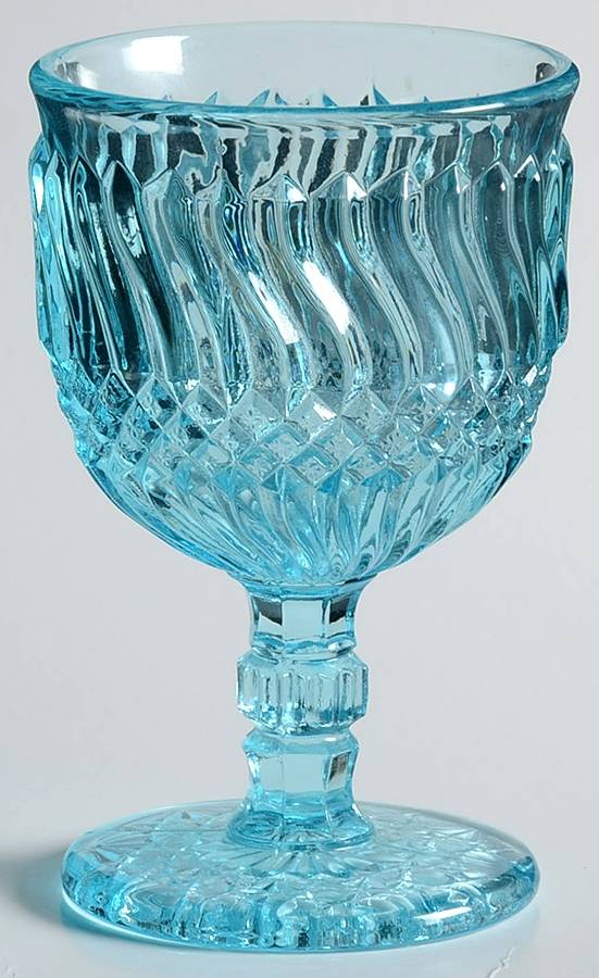 Jersey Swirl Blue Wine Glass by L G Wright Glass-1