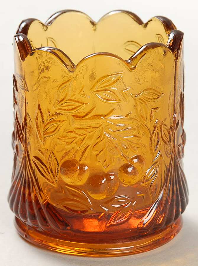 Cherry Amber Toothpick Holder by L G Wright Glass-1