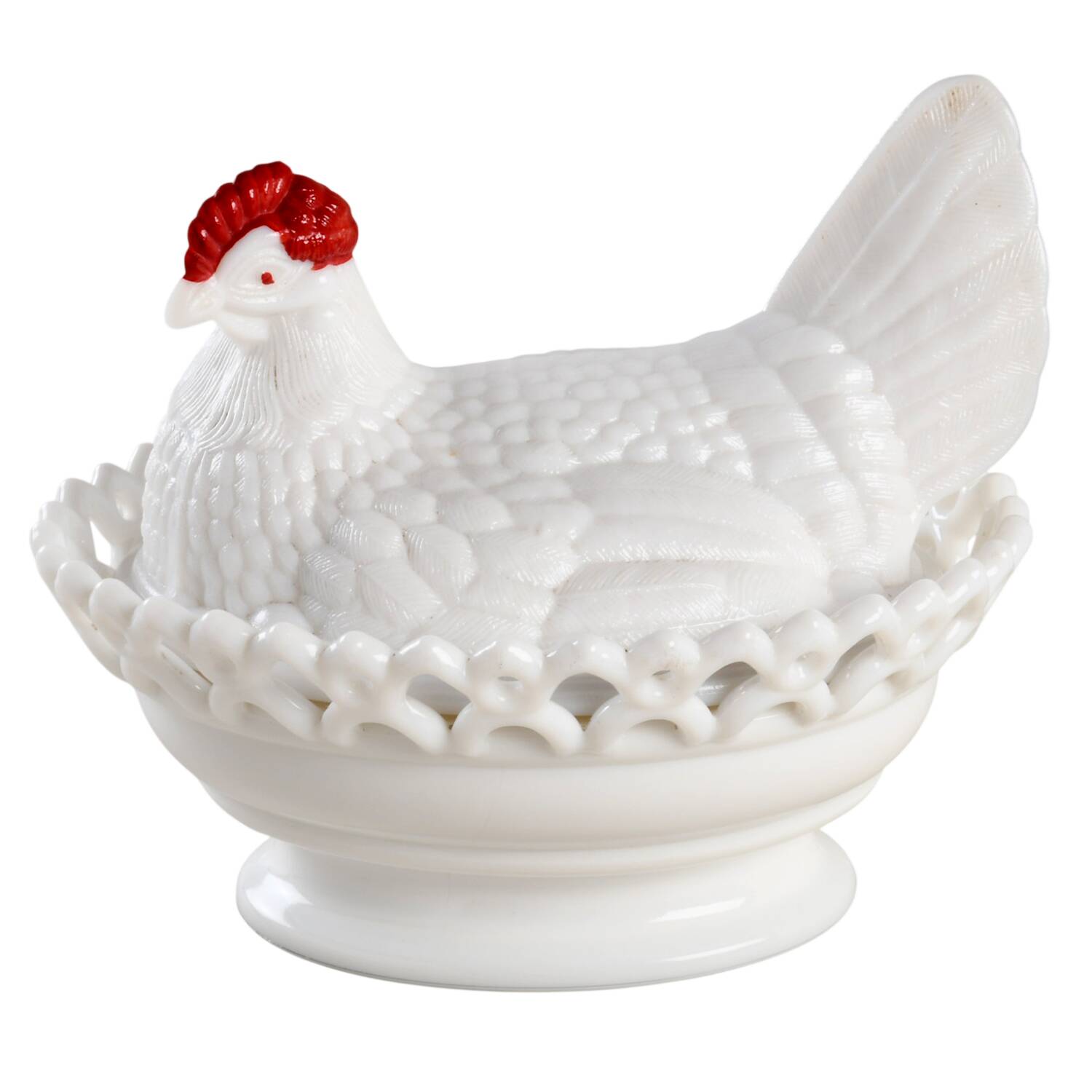 Animals & Figurines Milk Glass Hen on Nest by Westmoreland-1