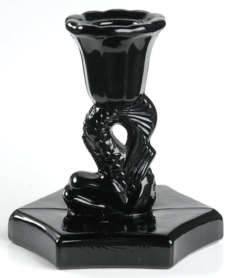 Animals & Figurines 4" Black Dolphin Candlestick by Westmoreland-1