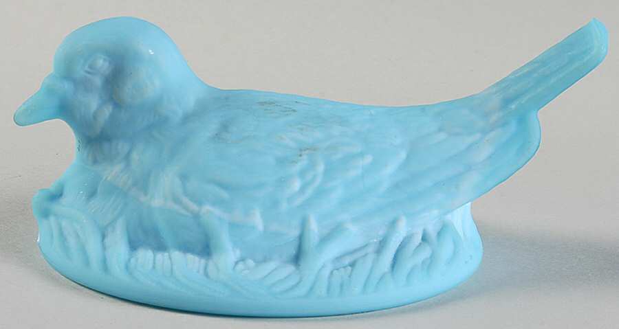 Animals & Figurines Antique Blue Mist Robin Nest Lid by Westmoreland-1