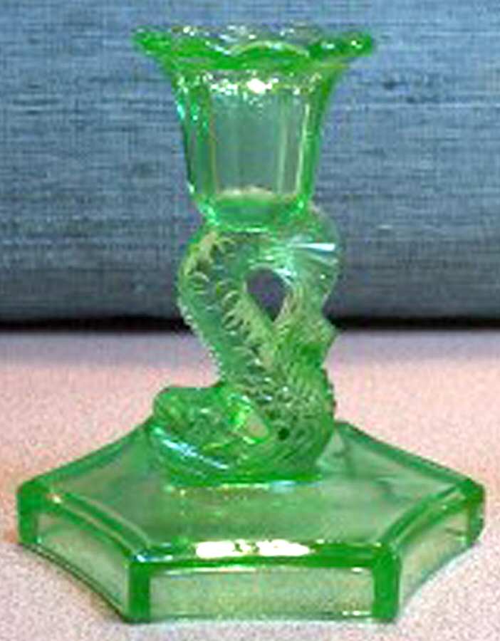 Animals & Figurines 4" Green Dolphin Candlestick by Westmoreland-1