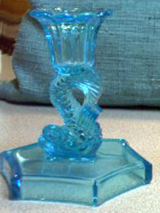 Animals & Figurines 4" Blue Dolphin Candlestick by Westmoreland-1