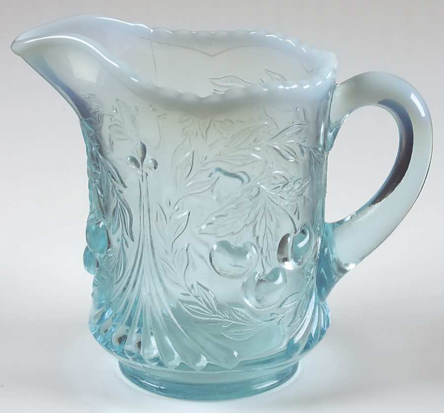 Cherry Blue Opalescent Creamer by L G Wright Glass-1