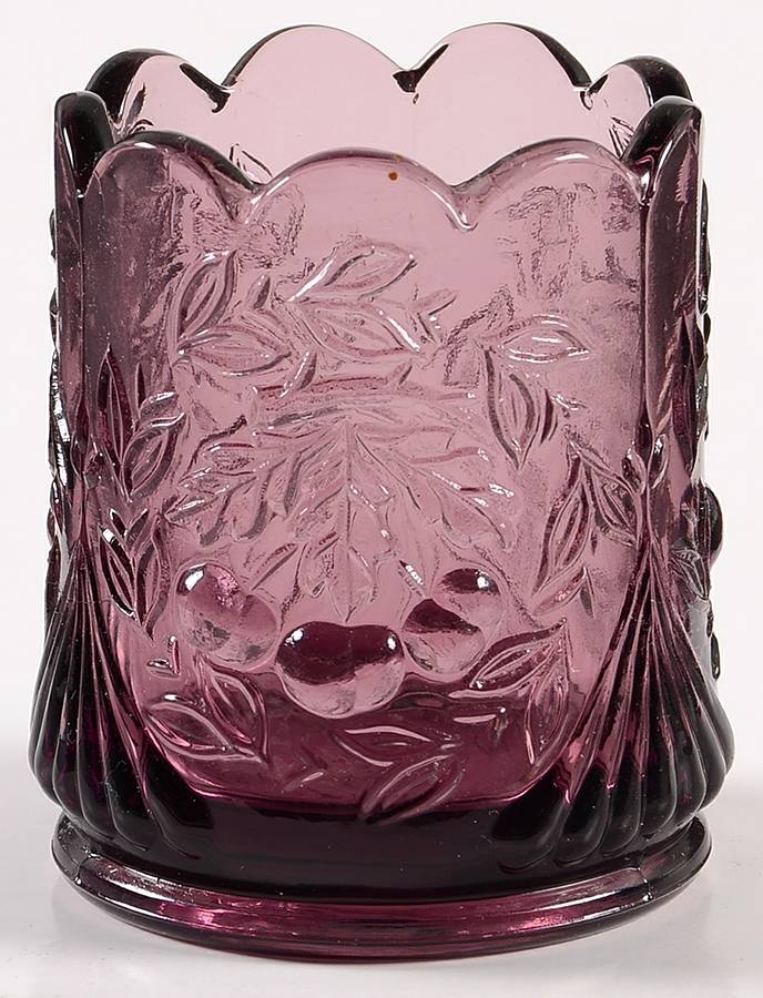 Cherry Amethyst Toothpick Holder by L G Wright Glass-1