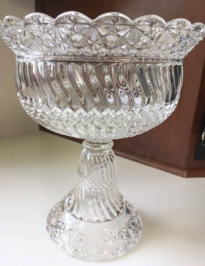 Jersey Swirl Clear Round Compote (Height X Width) by Windsor Glass Co-1