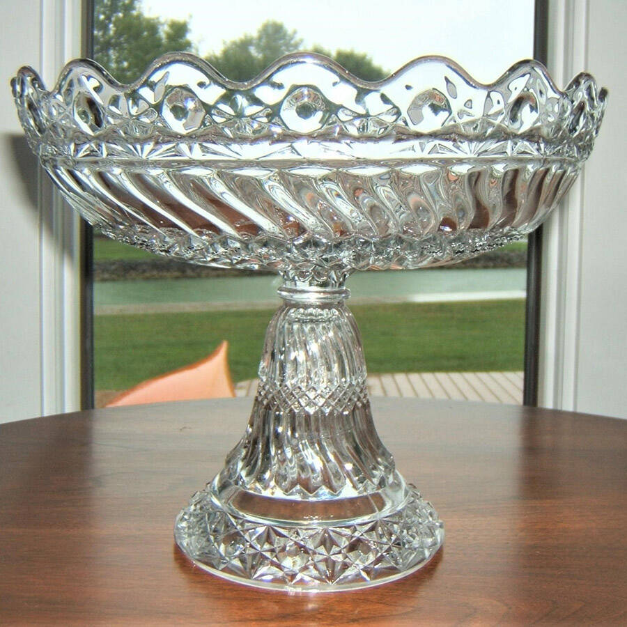 Jersey Swirl Clear Round Compote (Height X Width) by Windsor Glass Co-1