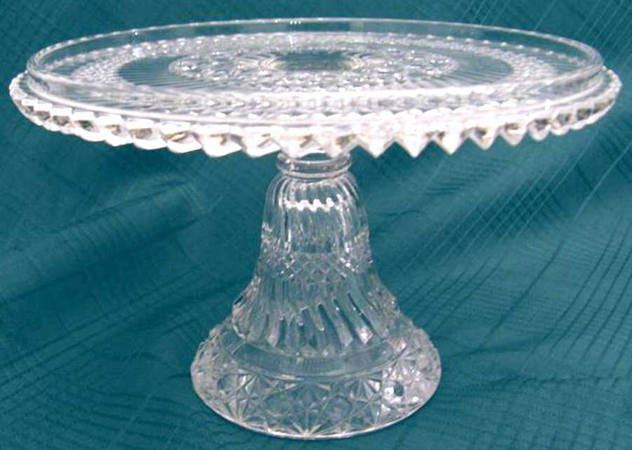 Jersey Swirl Clear 9" Diameter Pedestal Cake Stand by Windsor Glass Co-1