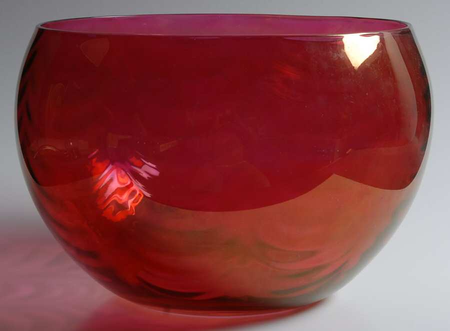 Rose Lustre Loop Optic Punch Bowl by West Virginia Glass Specialty-1