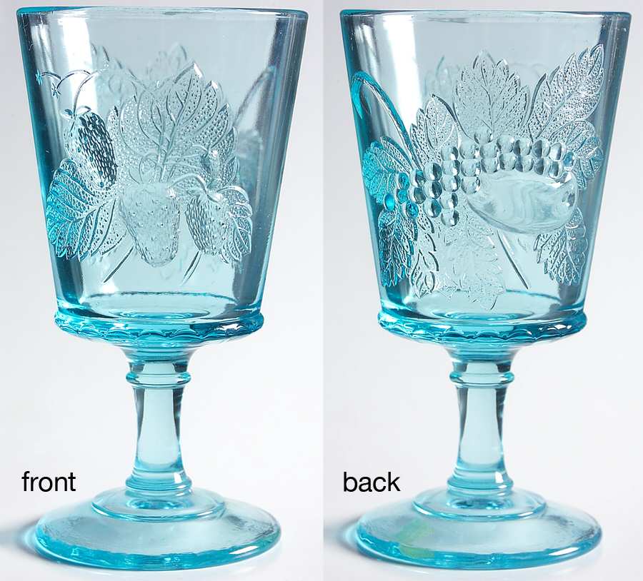 Strawberry and Currant Blue Water Goblet by L G Wright Glass-1