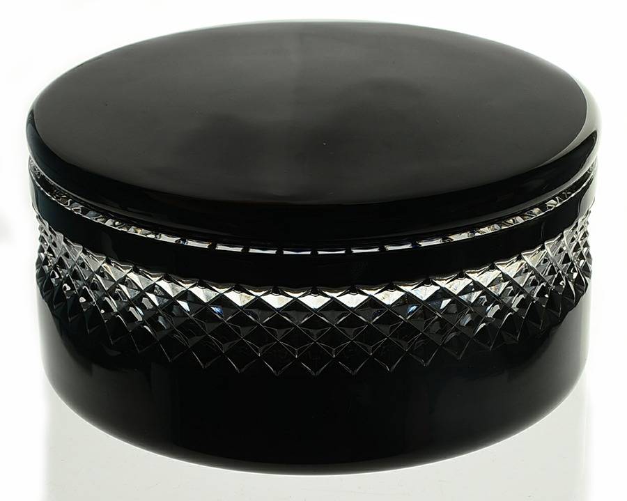 Black Cut Trinket Box with Lid by Waterford Crystal-1