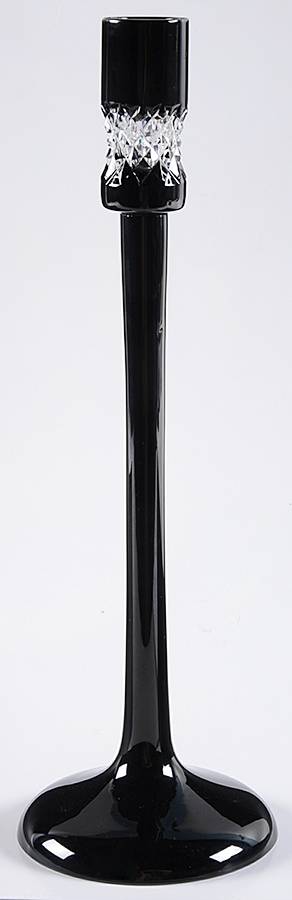 Black Cut 12" Tall Single Light Candlestick by Waterford Crystal-1