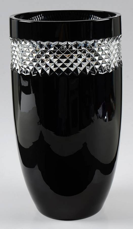 Black Cut 12" Flower Vase by Waterford Crystal-1